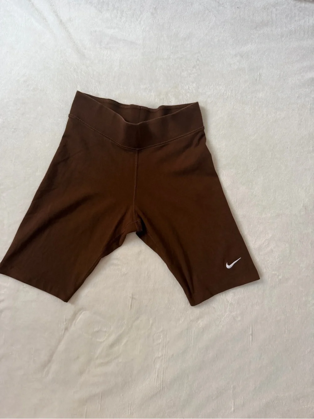 Nike Brown Athletic Bike Shorts with White Swoosh